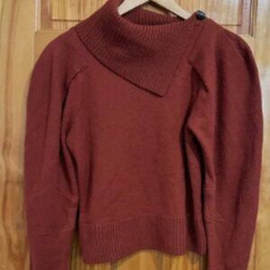 Ulla Johnson Riley Rust Orange Merino Wool Asymmetric Sweater Womens Size P Goo